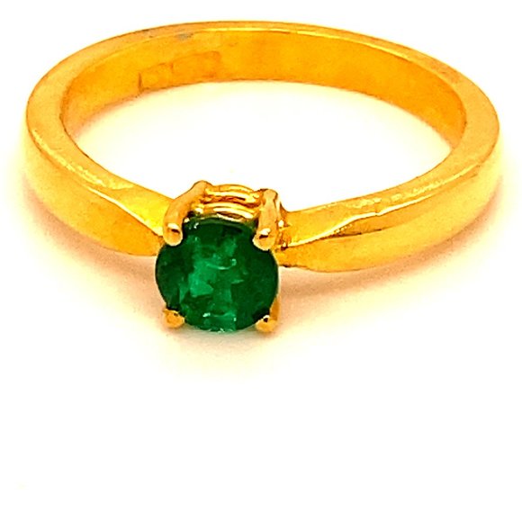 Emerald .49ct Solid 22K Yellow Gold Ring - Picture 1 of 6